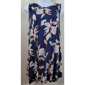 Livi Blue Pink Floral Print Sleeveless Top 14 16 Lightweight Soft Stretchy